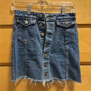 Zara Blue Denim Button Mini Skirt